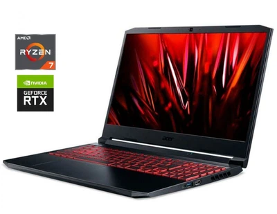 Ігровий ноутбук Acer Nitro 5 AN515-46 / 15.6" (1920x1080) IPS / AMD Ryzen 7 5800H (8 (16) ядер по 3.2 - 4.4 GHz) / 16 GB DDR4 / 512 GB SSD M.2 / nVidia GeForce RTX 3070, 8 GB GDDR6, 256-bit / WebCam б/в