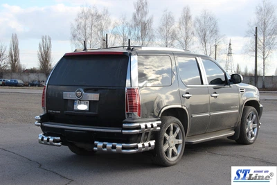 Защитная дуга заднего бампера на Cadillac Escalade GMT900 07-14 d60х1,6мм Кадиллак Эскалейд ST7758
