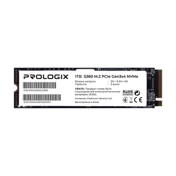 Накопичувач SSD 1TB Prologix S380 M.2 2280 PCIe 3.0 x4 NVMe TLC (PRO1000GS380) TT