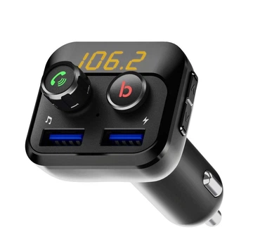 FM-трансмиттер Grand-X MegaBass Bluetooth V5.0 Hands Free MicroSD, 2хUSB 1A+2.4A (DLTT)