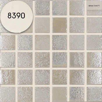 Мозаика АкваМо белая,перламутровая White Coral Pl 31.7х31.7 стеклянная для ванны, душевой,бассейна за 1 ШТ
