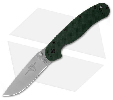 Ніж Ontario Rat Model 1 Forest Green G-10 S35VN Stonewash - 8992