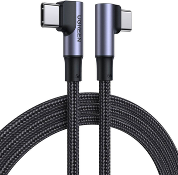 Кабель Ugreen US335 Angled USB Type-C to Angled USB Type-C 100W 5A Cable Aluminium Shell with Braided 2 м Black (6957303876983)