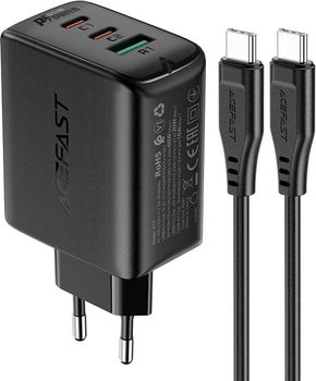 Ładowarka sieciowa Acefast A13 PD65W (USB-C+USB-C+USB-A) Zestaw ładowarek 3-portowych Black