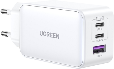 Мережевий зарядний пристрій Ugreen CD224/15334 2xUSB-A 1xUSB-C QC4.0 65W GaN Tech Fast White