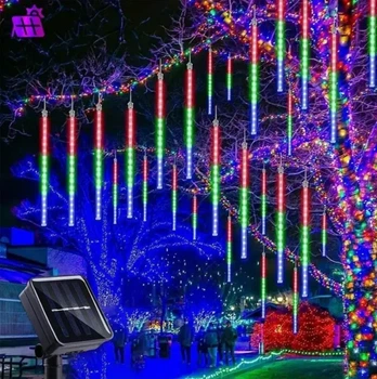 Вулична гірлянда LED Метеоритний дощ на сонячній батареї 288 LED 8 трубок 50 см RGB