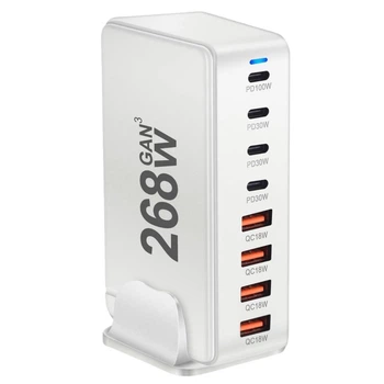 Настольное зарядное устройство для USB Type-C Bodasan Хаб 8в1 268W Белый (W308)
