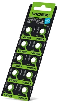 Батарейки щелочные VIDEX AG2 (396, 726) 10шт/бл