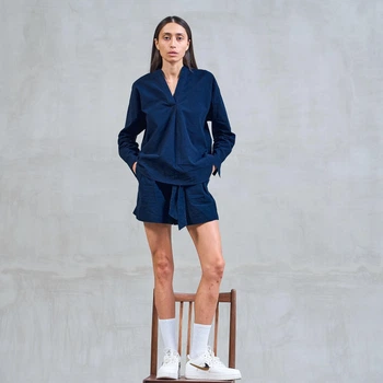 Пижама женская с шортами и рубашкой Leglo Navy S