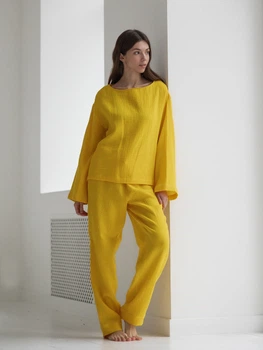 Пижама женская из муслина Leglo Yellow - M