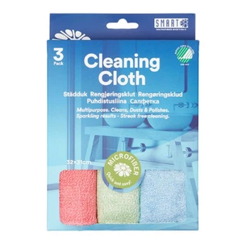 Комплект салфеток Smart Cleaning Cloth ЛЮКС (3шт) 32х31см зеленый/голубой/розовый