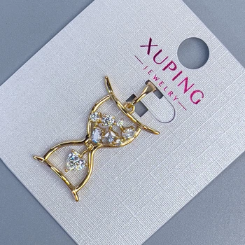 Кулон Xuping «Песочные часы» с белыми стразами, диаметр 18 мм, длина 28 мм, позолота 18К, ida55909