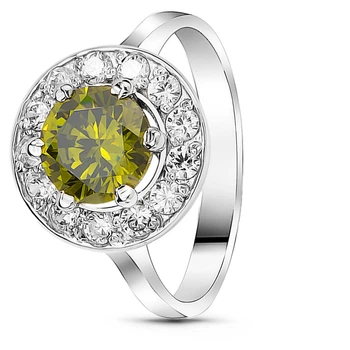 Серебряное кольцо с фианитом перидот Луна ПДК37ЦП 17.5р.