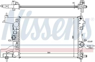 Радиатор охлаждения двигателя CHEVROLET CRUZE, OPEL ASTRA, NISSENS (630727)