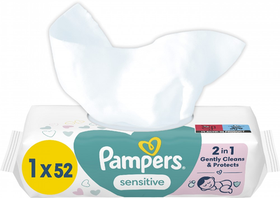 Детские Влажные Салфетки Pampers Sensitive 52 шт (8001841041391)
