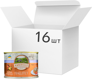 Упаковка мясного паштета Kaniville с грибами и паприкой 185 г х 16 шт (4820255191317)