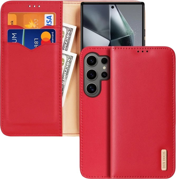 Etui z klapką Dux Ducis Hivo blokadą RFID do Samsung Galaxy S24 Ultra Red (6934913021866)