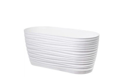 Горшок для цветов Form-Plastic Сахара петит овальный с подставкой 2,65 л 13 х 11 х 27 см, Цвет Белый