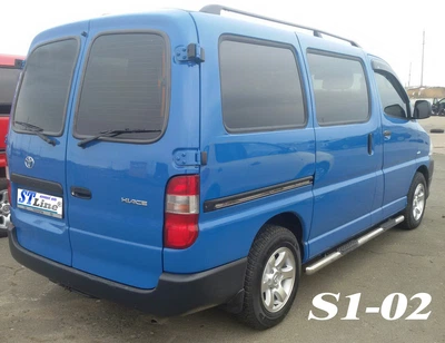 Боковые пороги подножки труба с накладками на LWB Toyota Hiace 07- d60х1,6мм Тойота Хайс ST6127