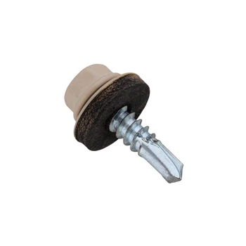 Саморез для кровли со сверлом DIN7504K 5,5х25 RAL1014 max=5,25 и шайбой TEX-H цинк (50шт.) [9T62R09T65525R1014] Metalvis