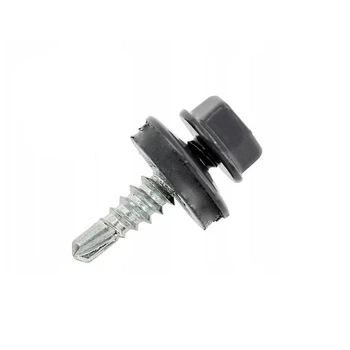 Саморез для кровли со сверлом DIN7504K 4,8х19 RAL7016 max=4,4 и шайбой TEX-H цинк (50шт.) [9T62R09T64819R7016] Metalvis