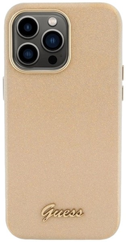 Панель Guess Glitter Glossy Script для iPhone 15 Pro Light Gold (3666339155506)