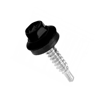 Саморез для кровли со сверлом DIN7504K 4,8х19 RAL9005 max=4,4 и шайбой TEX-H цинк (50шт.) [9T62R09T64819R9005] Metalvis