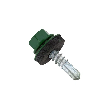 Саморез для кровли со сверлом DIN7504K 4,8х19 RAL6002 max=4,4 и шайбой TEX-H цинк (50шт.) [9T62R09T64819R6002] Metalvis