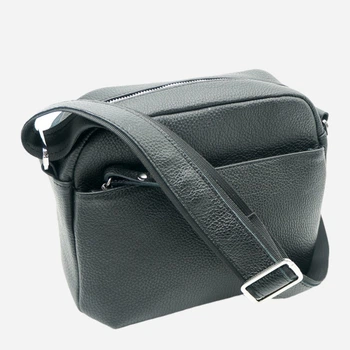 Сумка женская кросс-боди ARTiS Bags из натуральной кожи через плечо на молнии с 1 отделением с 2 внешними карманами маленькая черная 24 х 20 х 7 см (1728 703 ОО7.10)