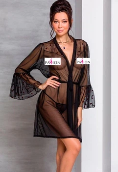 Женский эротический прозрачный халат LOVELIA PEIGNOIR - Passion L/XL Черный ( SO4771 )