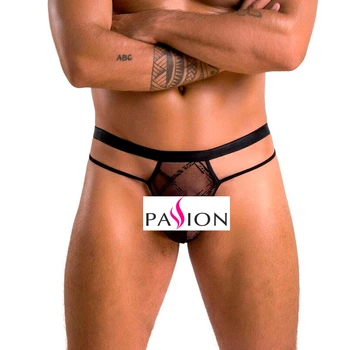 Чоловіча еротична білизна прозорі трусики 029 THONG COLLIN Чорний L/XL - Passion ( SO7558 )
