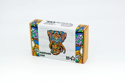 Деревянный фигурный пазл PuzzleOK Индийский Слон Картонная Упаковка A4