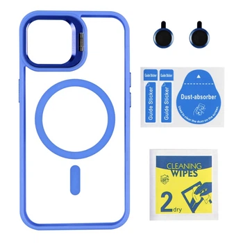 Чохол TPU+PC+Metal Stand Case with MagSafe and Camera Lenses для iPhone 14 Колір Blue