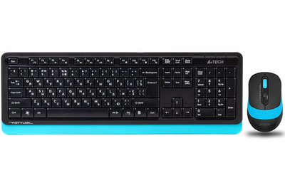 Комплект клавиатура+мышка A4Tech FG1010 (Blue) Fstyler, беспроводной, USB, черный+голубой