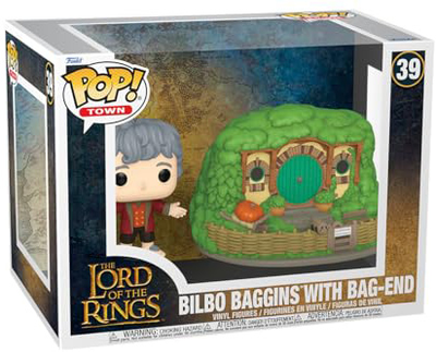 Figurka do gier Funko Pop Town the Lord of the Rings - Bilbo Baggins z Bag End 9 cm (figurka Bilbo); 9.5 cm (Bag-End) (0889698808354)