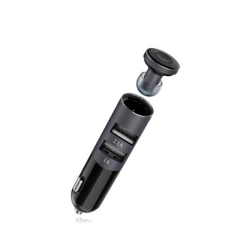 Гарнитура зарядка Remax RB-T11С bluetooth V4.0 2USB 2.1А/1А Черный (00000000480)