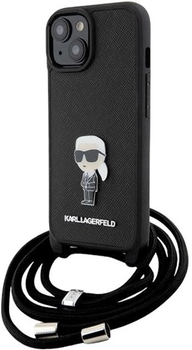 Панель Karl Lagerfeld Crossbody Saffiano Metal Pin Karl & Choupette для Apple iPhone 15 Black (3666339165871)