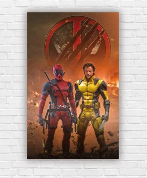 Паперовий вертикальний плакат "Супергерої Марвел / Marvel. Дедпул / Deadpool і Росомаха / Wolverine." 120х75см