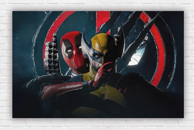 Паперовий плакат "Супергерої Марвел / Marvel. Дедпул / Deadpool. Росомаха / Wolverine. Marvel Comics" 120х75см