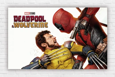 Паперовий плакат "Супергерої Марвел / Marvel. Дедпул / Deadpool. Росомаха / Wolverine. Білий фон" 120х75см