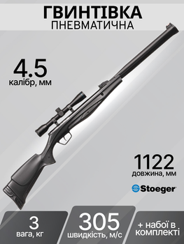 Пневматическая винтовка Stoeger RX20 S3 Suppressor Grey с прицелом 4х32 4.5мм SRX20S311A