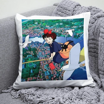 Плюшевая подушка аниме Ведьмина служба доставки Kiki's Delivery Service квадрат 35х35 см белая
