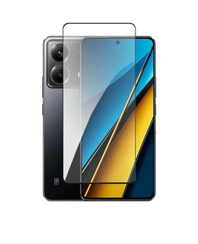 Закаленное защитное стекло на смартфон Poco X6 Pro / Черная рамка