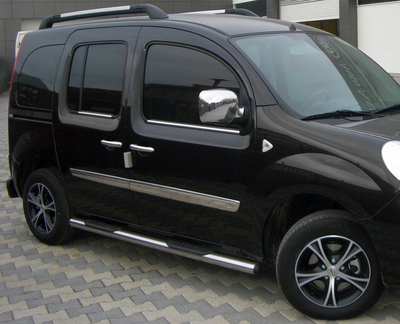 Бічні труби BB002 (2 шт., нерж.) 60 мм, коротка база для Renault Kangoo 2008-2020 рр