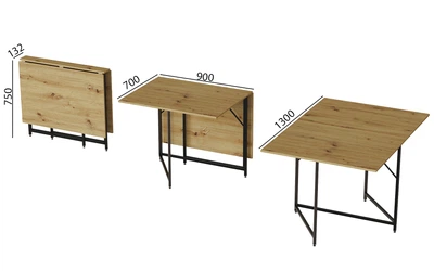 Стол трансформер книжка Вуди Ferrum-decor 75x130x90 Черный металл ДСП Дуб Артизан 16 мм (VOODY3007)