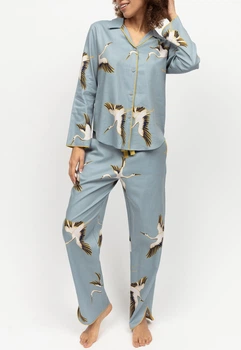 Піжама жіноча Cyberjammies Piper 0420 0421 із бавовни та модалу елегантний британський стиль 16/XL Сірий з принтом птахів (5051877521001)