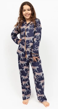 Піжама дитяча унісекс Cyberjammies Taylor 3011 синя з леопардовим принтом преміальна піжама для хлопчика та дівчинки 2-3 лет/98см Синій з леопардовим принтом (5051877531437)