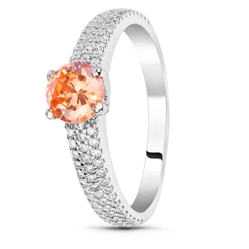 Серебряное кольцо с фианитом шампань Солнце ПДК64ЦШ 15.5р.