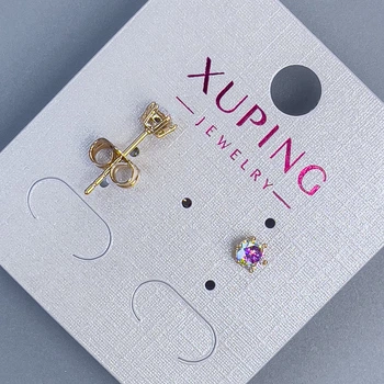 Серьги-пусеты Xuping с радужным камнем 4 мм, позолота 18К, ida55181