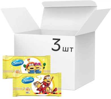 Упаковка вологих серветок Smile Ліцензійні герої Міньйони 40 шт x 3 пачки (4823071664294)